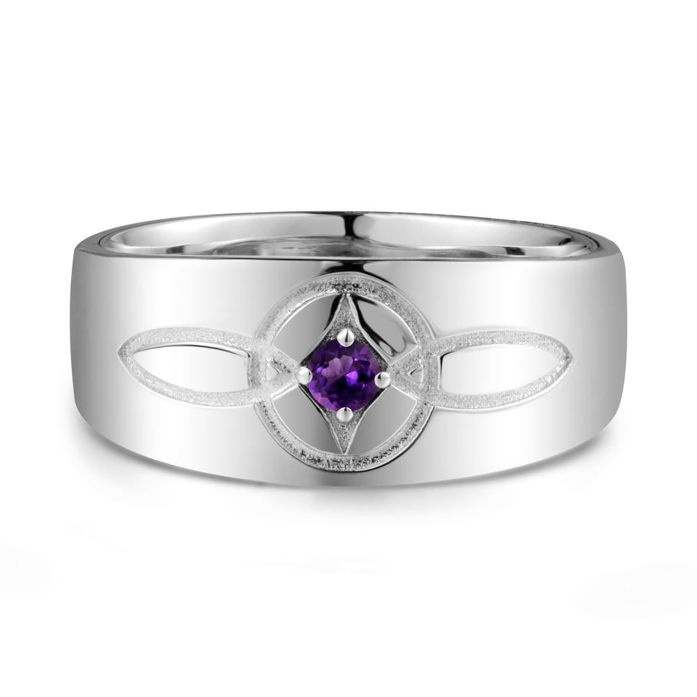 Wide Band Amethyst Ring with Celtic Knot - LUO Jewelry #metal_18k white gold