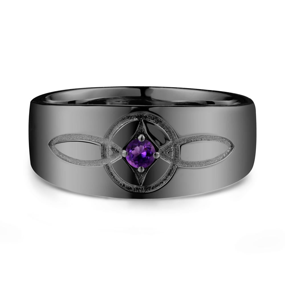 Wide Band Amethyst Ring with Celtic Knot - LUO Jewelry #metal_black finish sterling silver