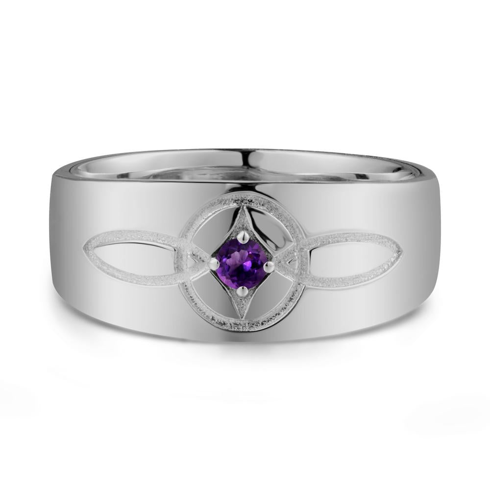 Wide Band Amethyst Ring with Celtic Knot - LUO Jewelry #metal_platinum