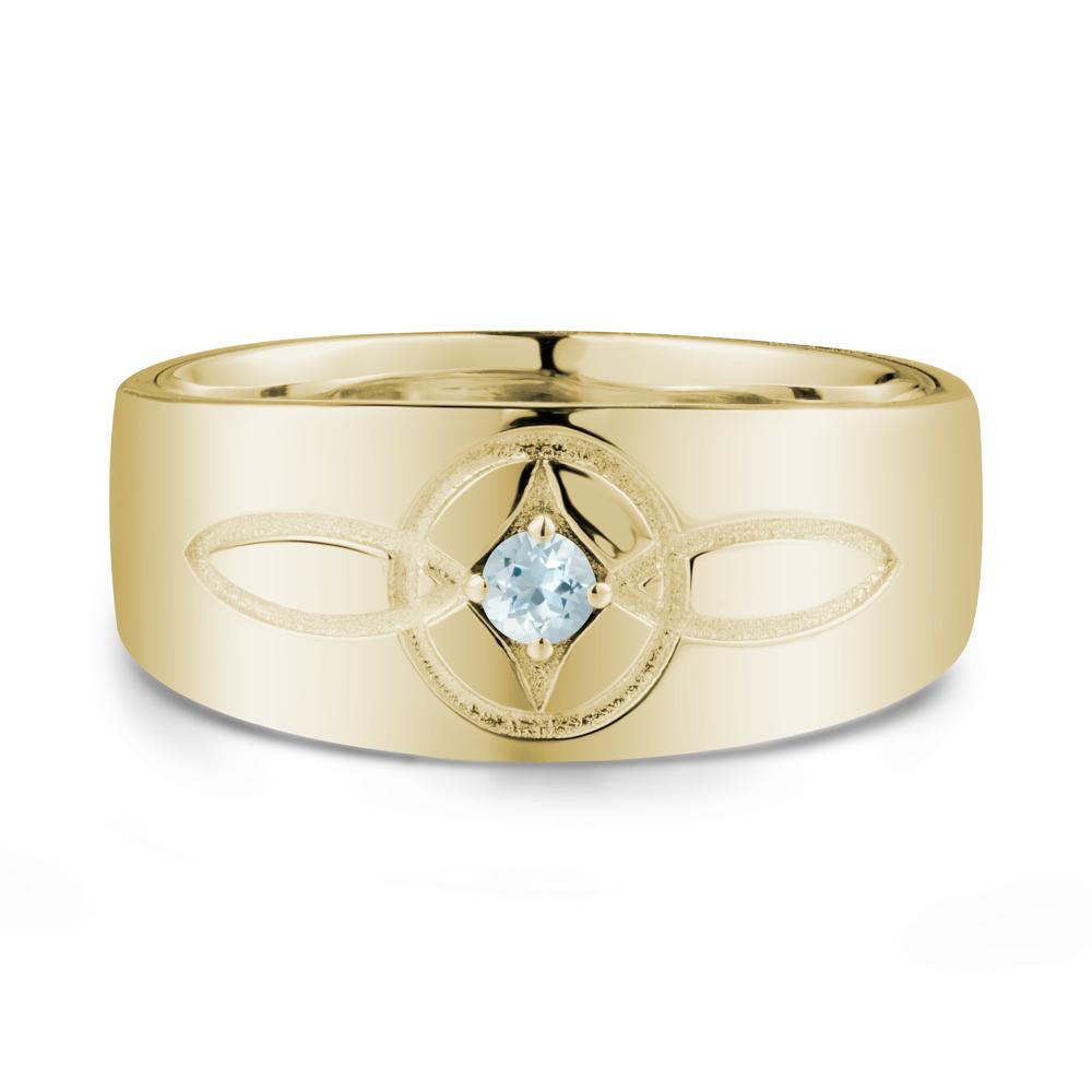 Man Simple Celtic Knot Aquamarine Ring - LUO Jewelry #metal_14k yellow gold