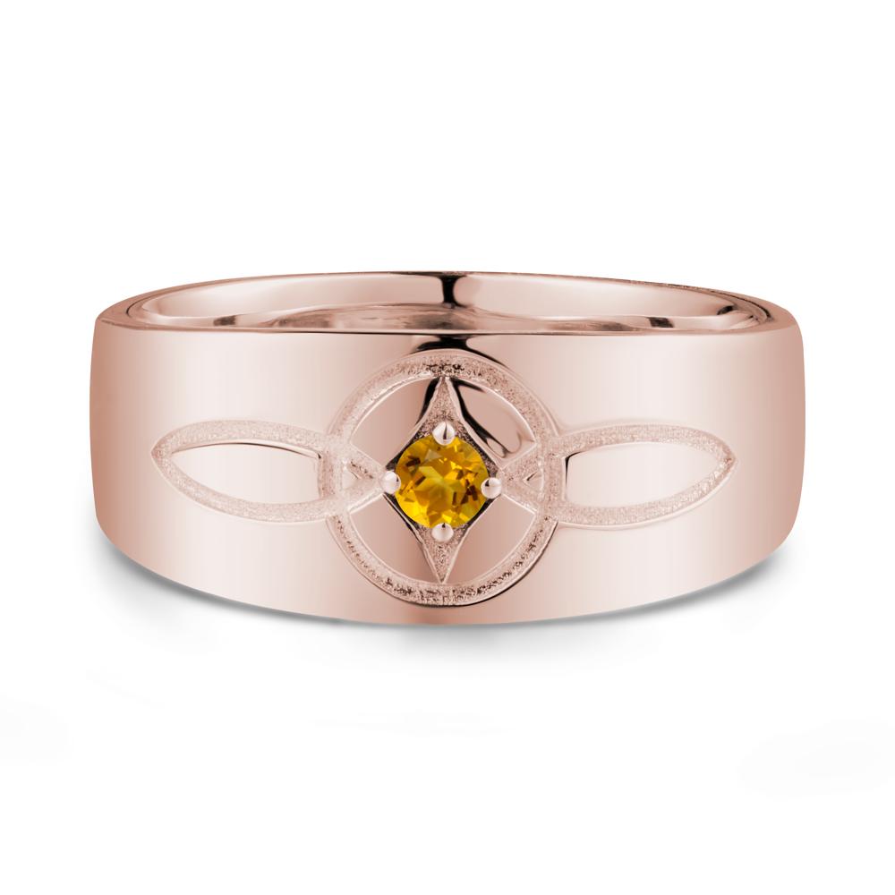 Wide Band Citrine Ring with Celtic Knot - LUO Jewelry #metal_14k rose gold