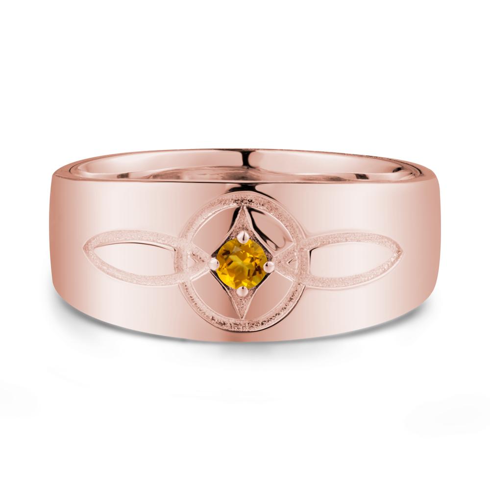 Wide Band Citrine Ring with Celtic Knot - LUO Jewelry #metal_18k rose gold
