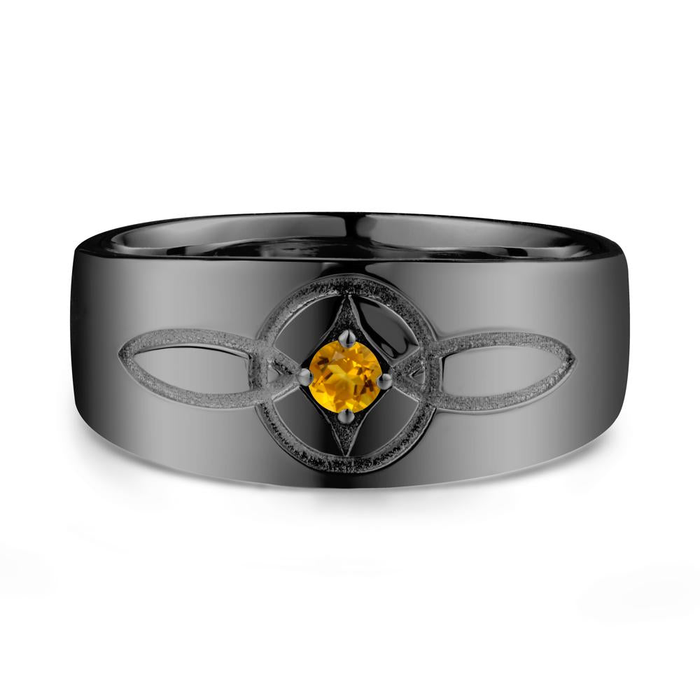 Wide Band Citrine Ring with Celtic Knot - LUO Jewelry #metal_black finish sterling silver