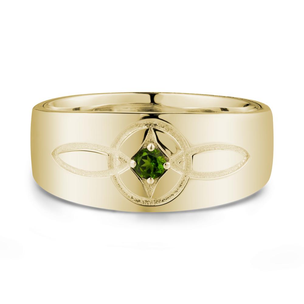 Man Simple Celtic Knot Diopside Ring - LUO Jewelry #metal_14k yellow gold
