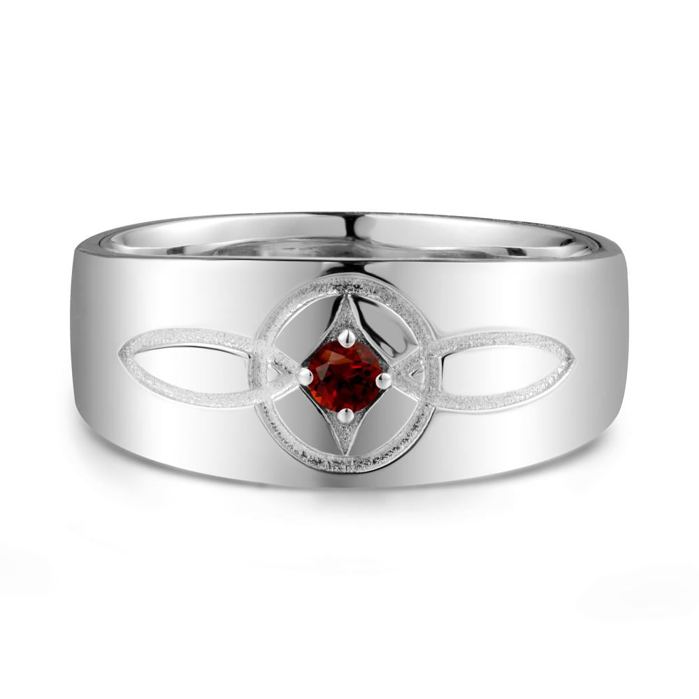 Wide Band Garnet Ring with Celtic Knot - LUO Jewelry #metal_18k white gold