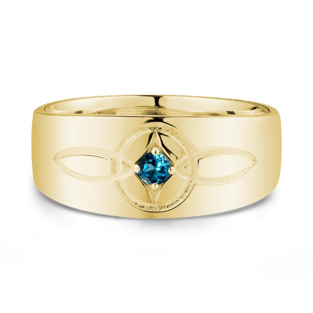 Man Simple Celtic Knot London Blue Topaz Ring - LUO Jewelry #metal_18k yellow gold