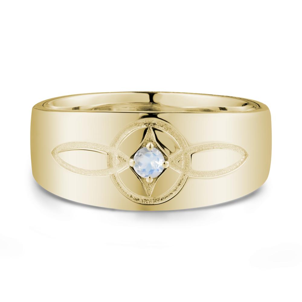 Wide Band Moonstone Ring with Celtic Knot - LUO Jewelry #metal_14k yellow gold
