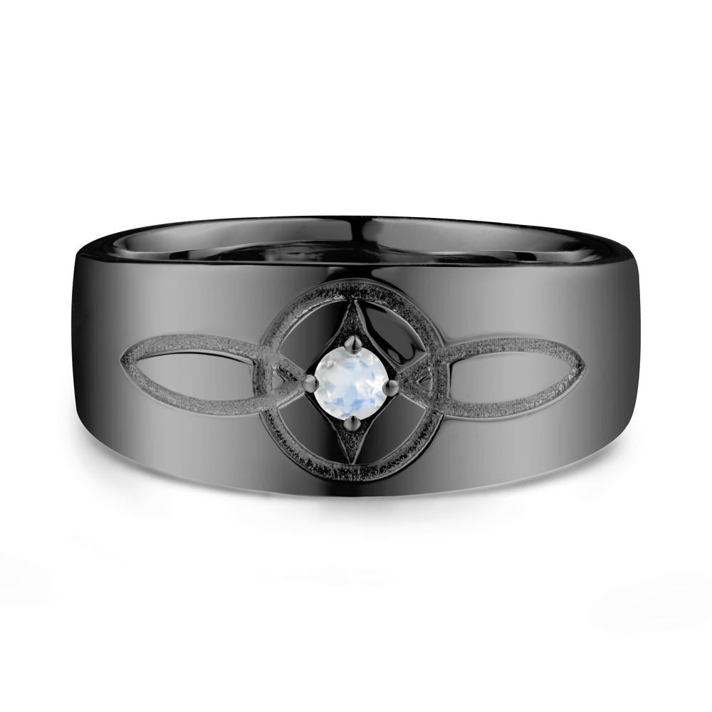 Wide Band Moonstone Ring with Celtic Knot - LUO Jewelry #metal_black finish sterling silver