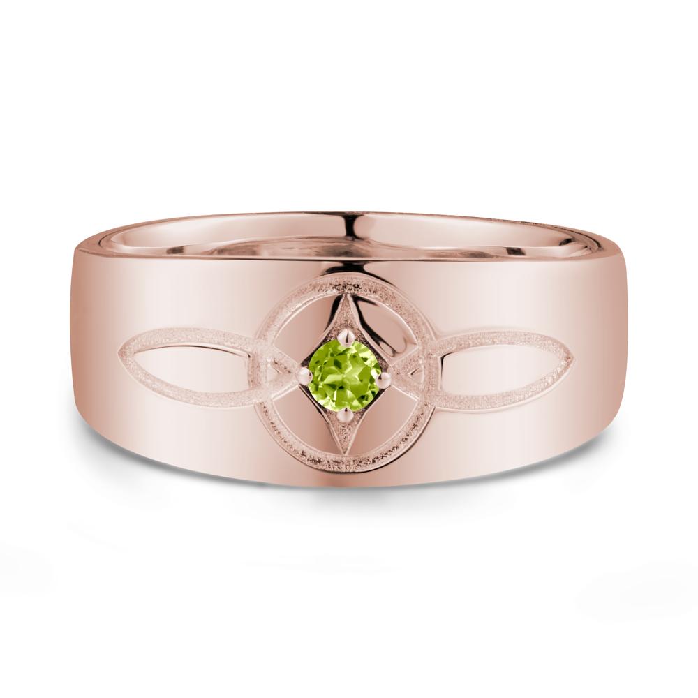 Man Simple Celtic Knot Peridot Ring - LUO Jewelry #metal_14k rose gold