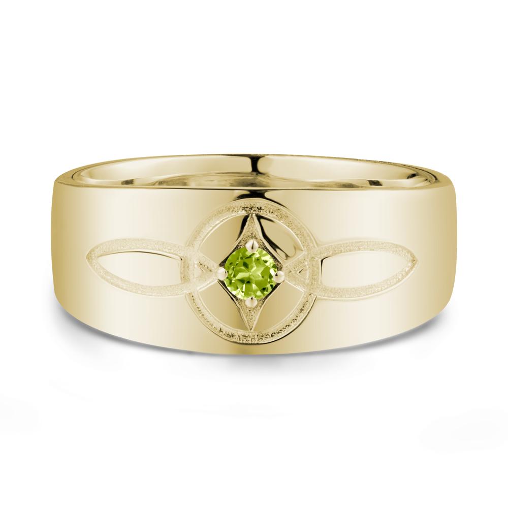 Man Simple Celtic Knot Peridot Ring - LUO Jewelry #metal_14k yellow gold