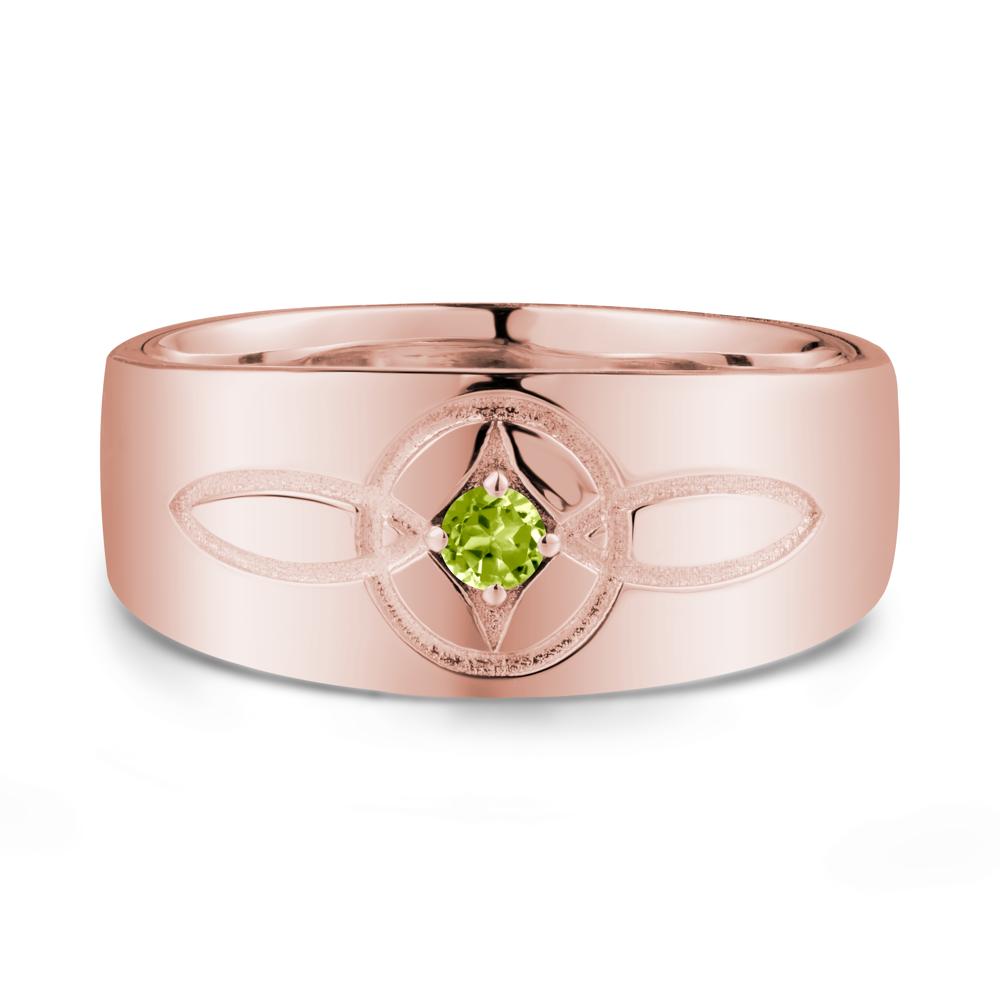 Man Simple Celtic Knot Peridot Ring - LUO Jewelry #metal_18k rose gold