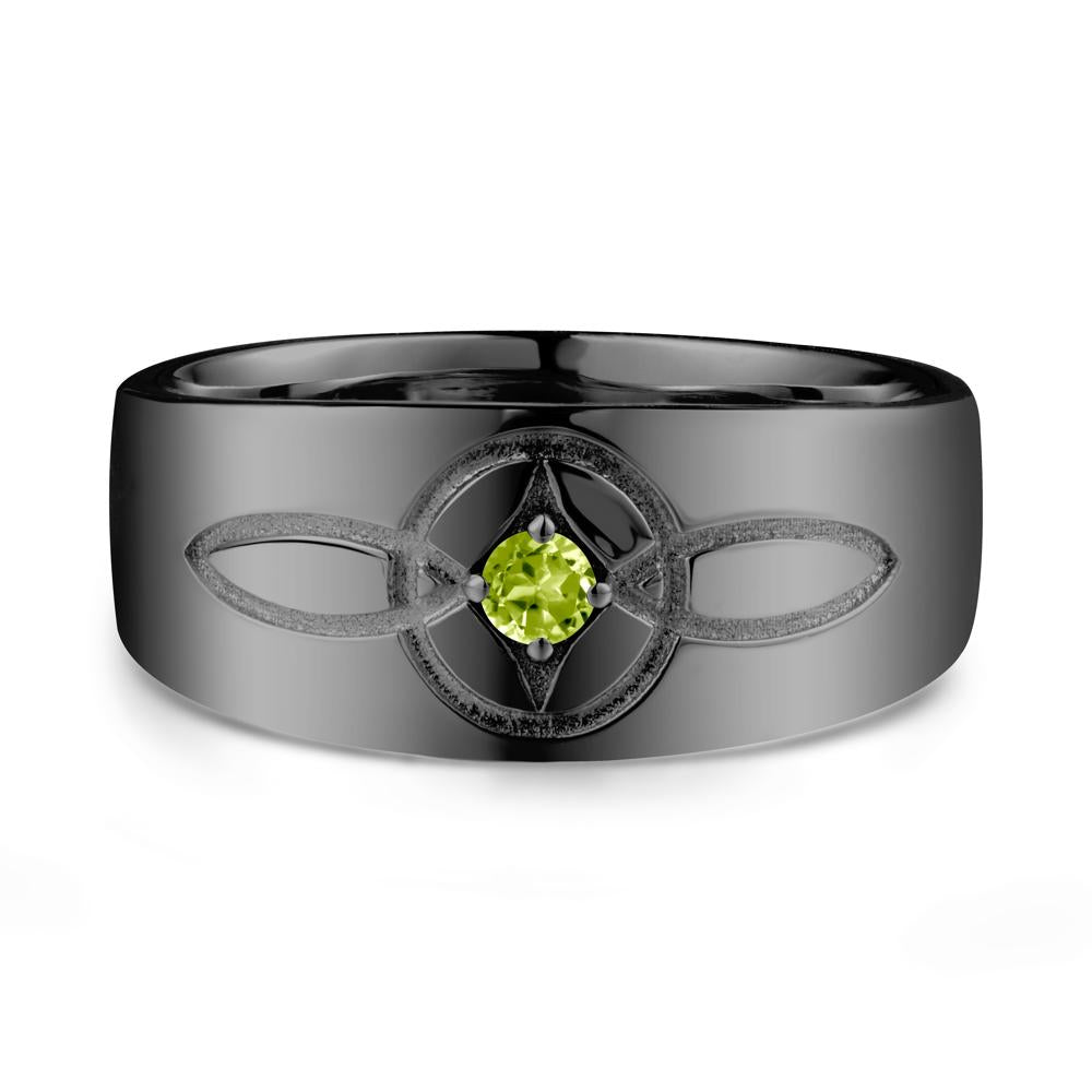 Man Simple Celtic Knot Peridot Ring - LUO Jewelry #metal_black finish sterling silver