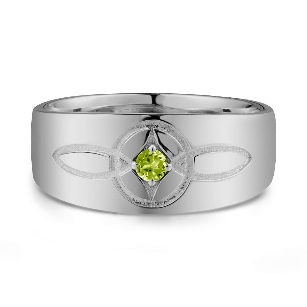 Man Simple Celtic Knot Peridot Ring - LUO Jewelry #metal_platinum