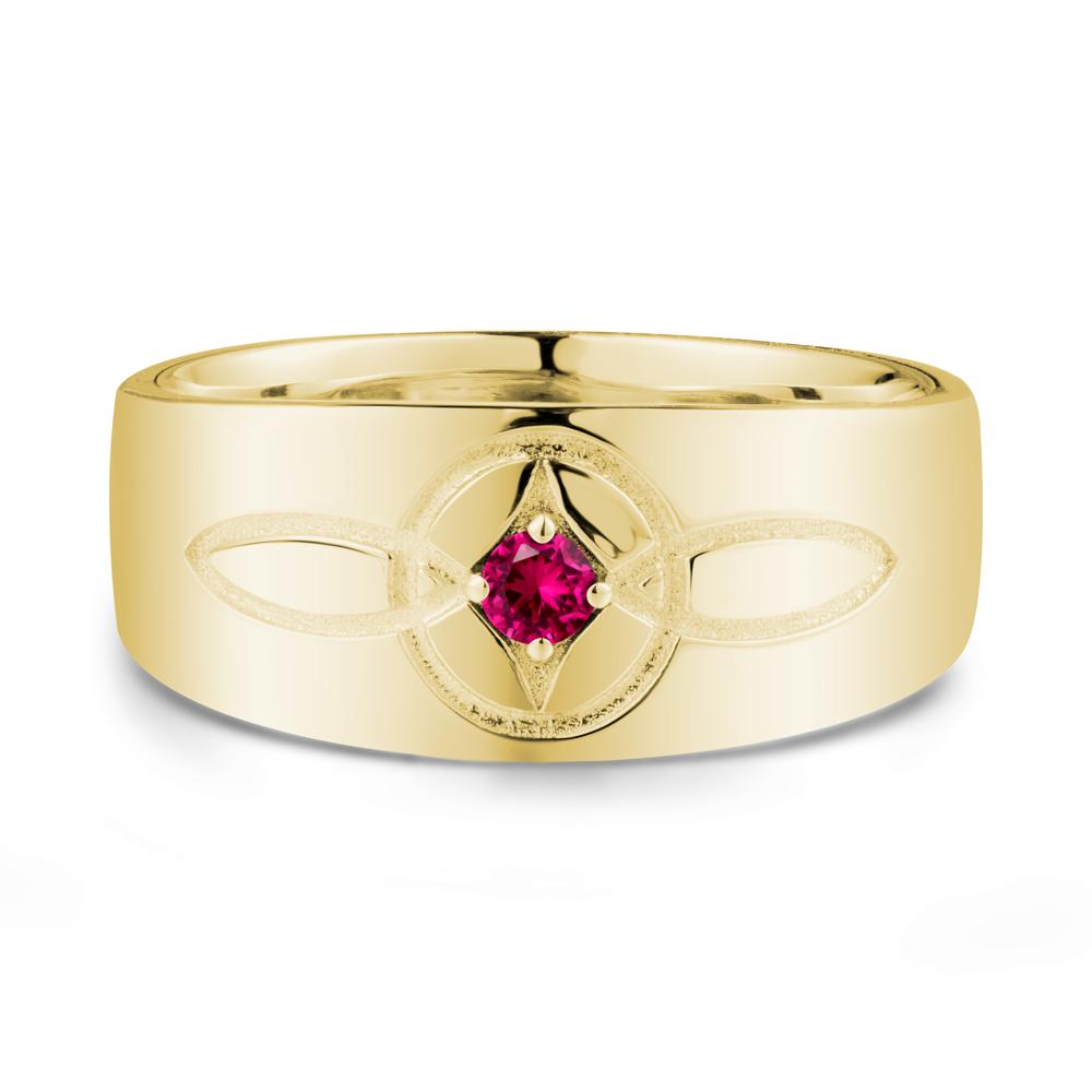 Celtic Knot Ruby Man Ring - LUO Jewelry #metal_18k yellow gold