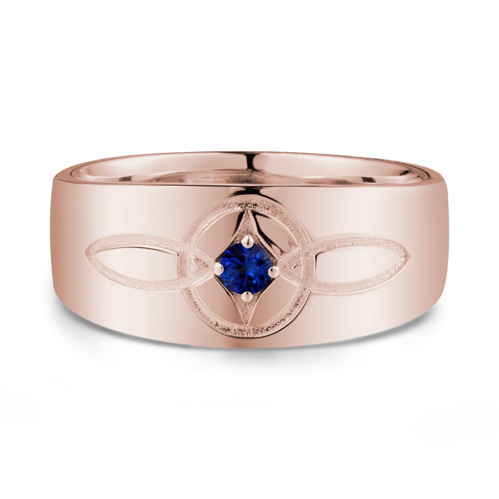 Wide Band Sapphire Ring with Celtic Knot - LUO Jewelry #metal_14k rose gold