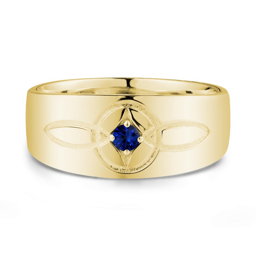 Wide Band Sapphire Ring with Celtic Knot - LUO Jewelry #metal_18k yellow gold