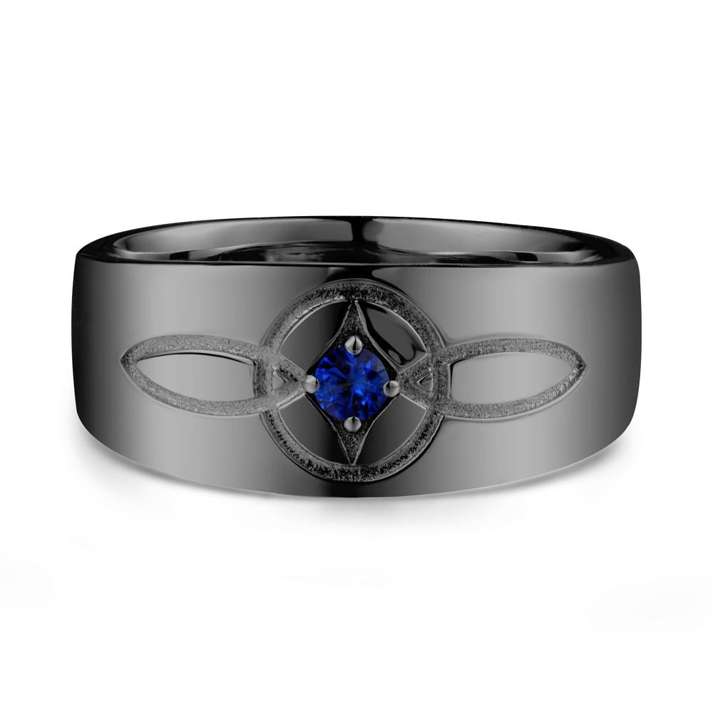 Wide Band Sapphire Ring with Celtic Knot - LUO Jewelry #metal_black finish sterling silver
