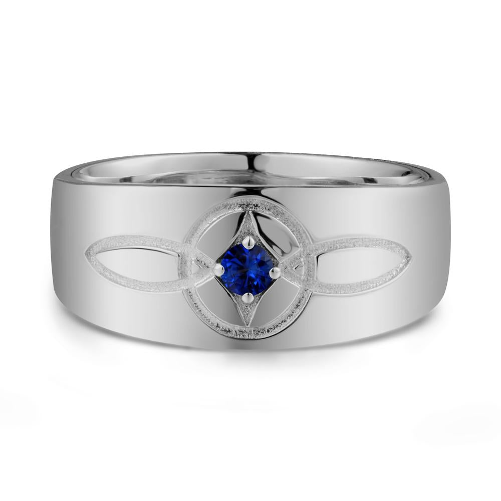 Wide Band Sapphire Ring with Celtic Knot - LUO Jewelry #metal_platinum