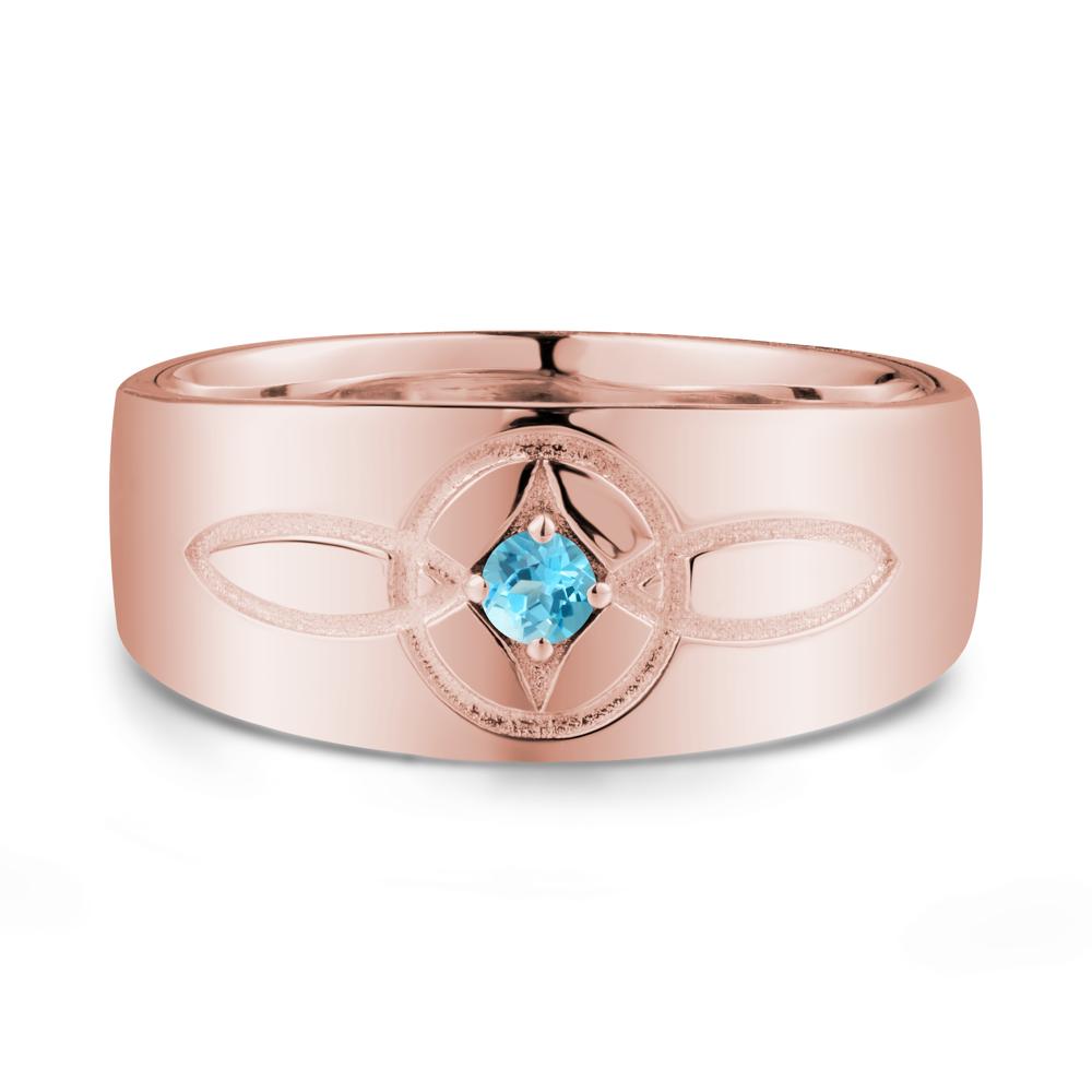 Celtic Knot Swiss Blue Topaz Man Ring - LUO Jewelry #metal_18k rose gold
