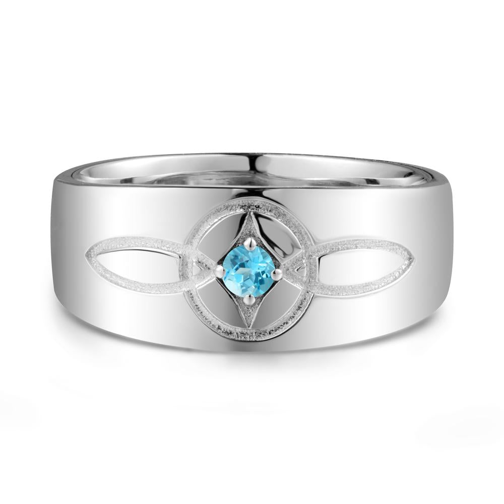 Celtic Knot Swiss Blue Topaz Man Ring - LUO Jewelry #metal_18k white gold