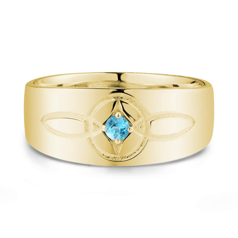 Celtic Knot Swiss Blue Topaz Man Ring - LUO Jewelry #metal_18k yellow gold