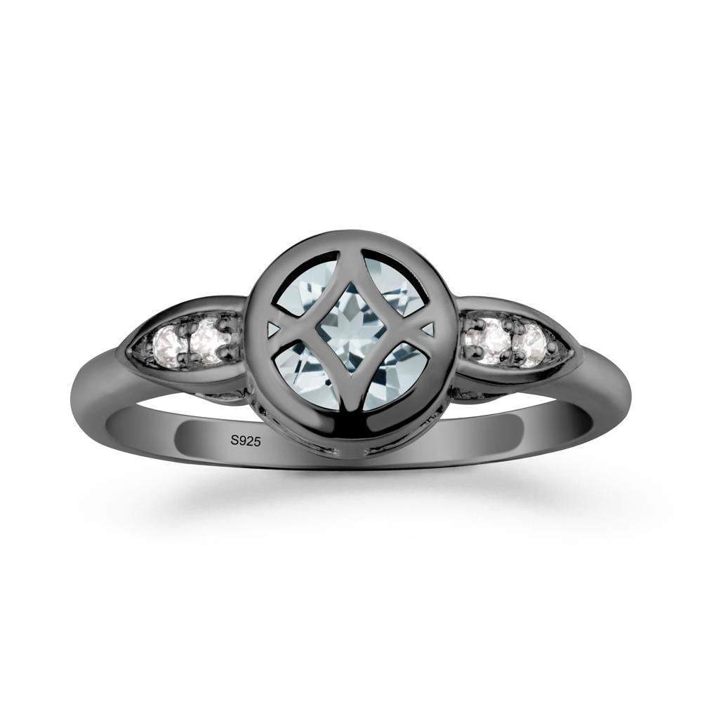 Celtic Knot Aquamarine Engagement Ring - LUO Jewelry #metal_black finish sterling silver