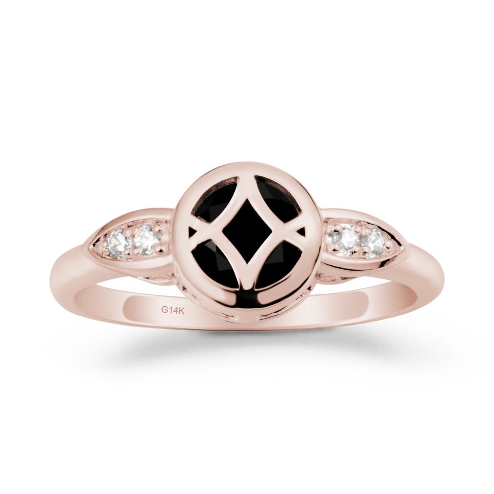 Celtic Knot Black Spinel Ring for Women - LUO Jewelry #metal_14k rose gold