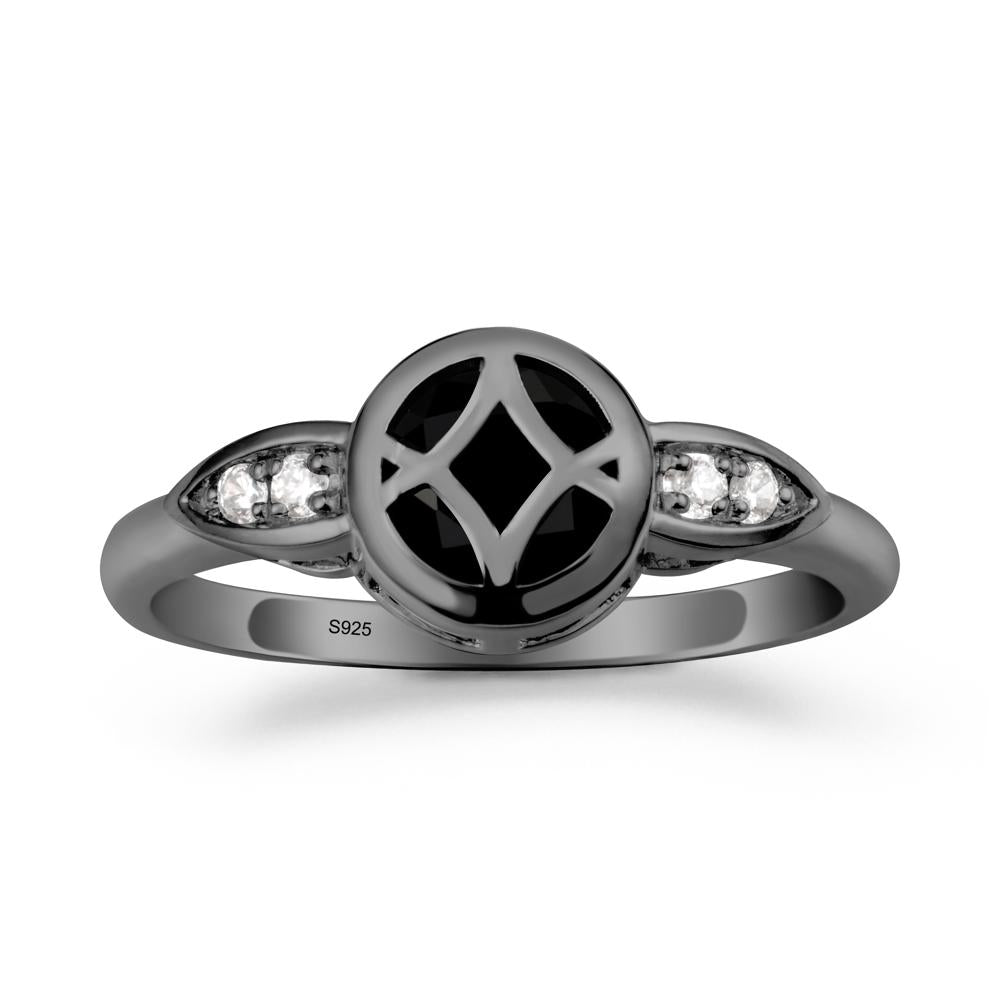 Celtic Knot Black Spinel Ring for Women - LUO Jewelry #metal_black finish sterling silver