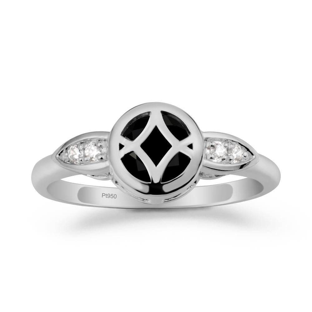 Celtic Knot Black Spinel Ring for Women - LUO Jewelry #metal_platinum