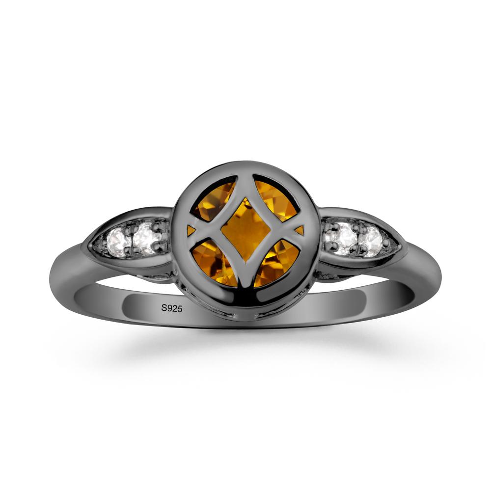 Citrine Celtic Knot Ring - LUO Jewelry #metal_black finish sterling silver