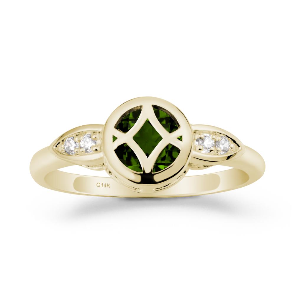 Celtic Knot Diopside Ring for Women - LUO Jewelry #metal_14k yellow gold