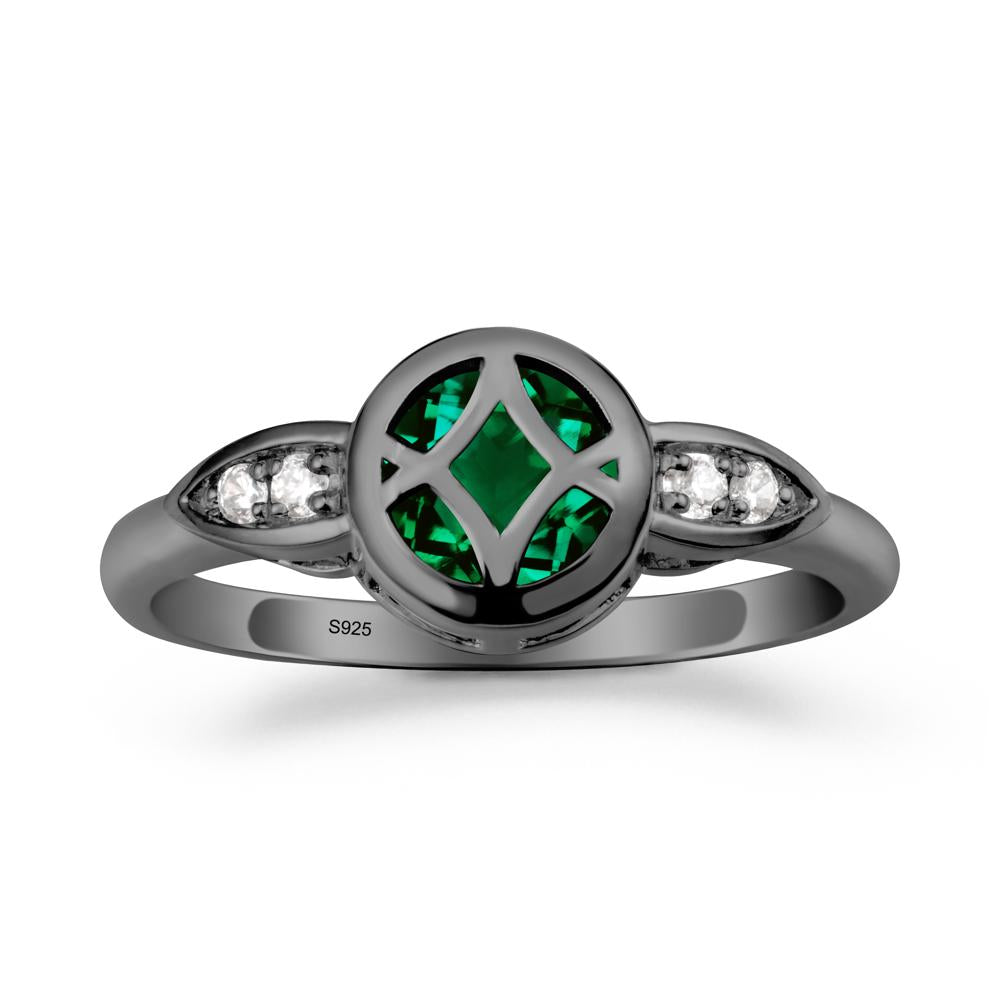 Emerald Celtic Knot Ring - LUO Jewelry #metal_black finish sterling silver