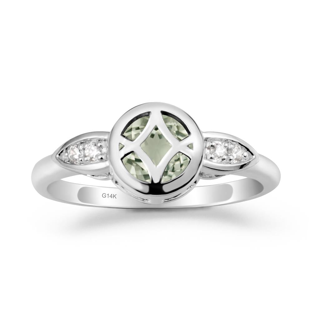 Celtic Knot Green Amethyst Ring for Women - LUO Jewelry #metal_14k white gold