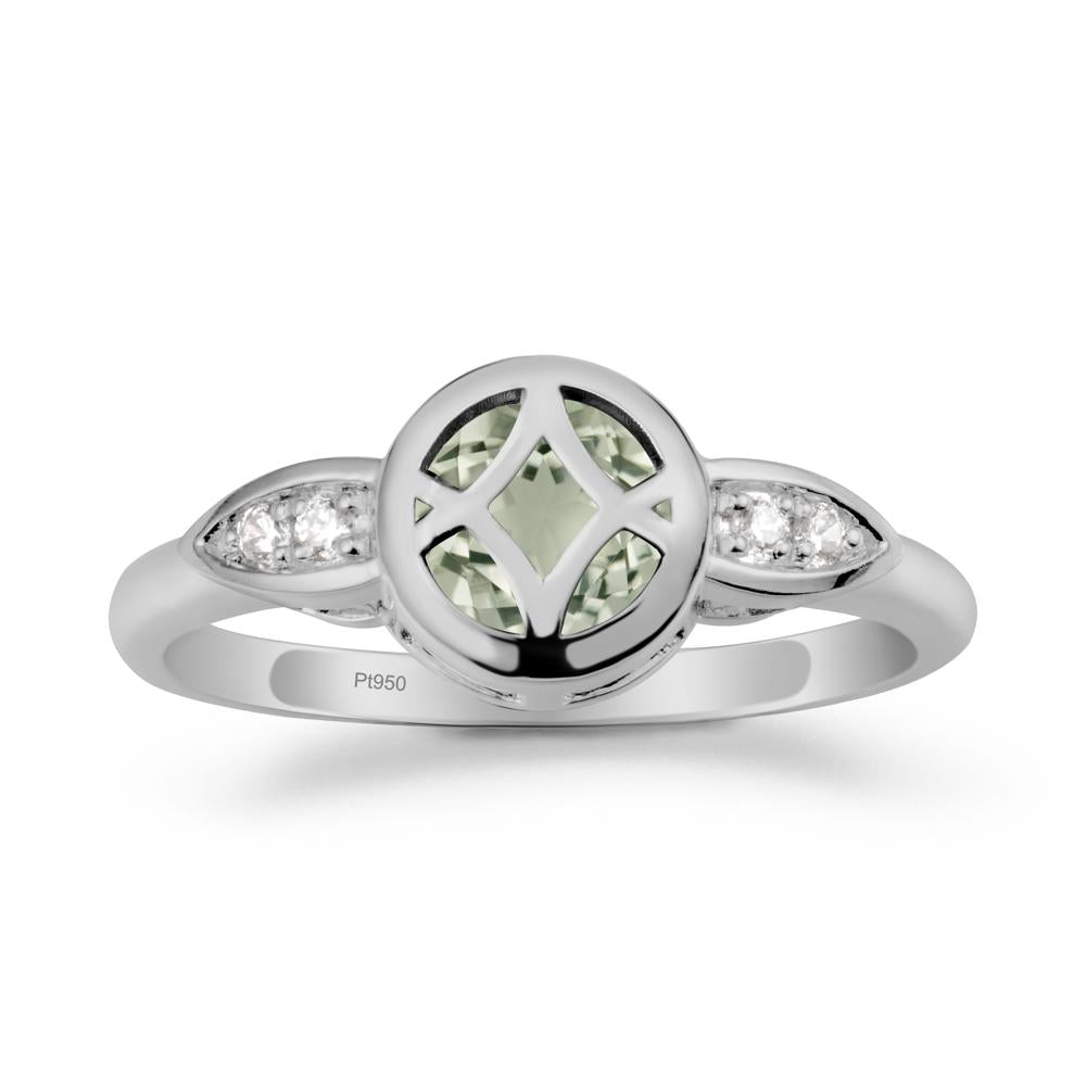 Celtic Knot Green Amethyst Ring for Women - LUO Jewelry #metal_platinum