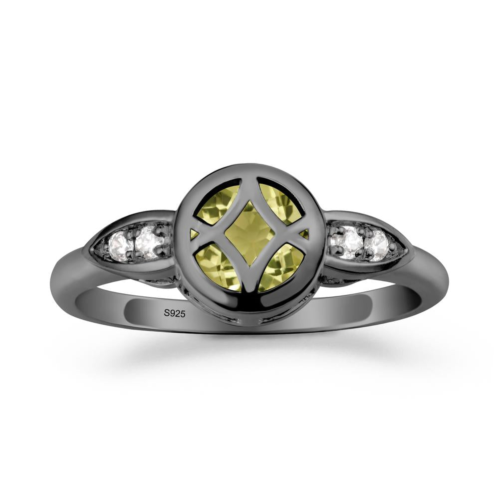 Celtic Knot Lemon Quartz Engagement Ring - LUO Jewelry #metal_black finish sterling silver