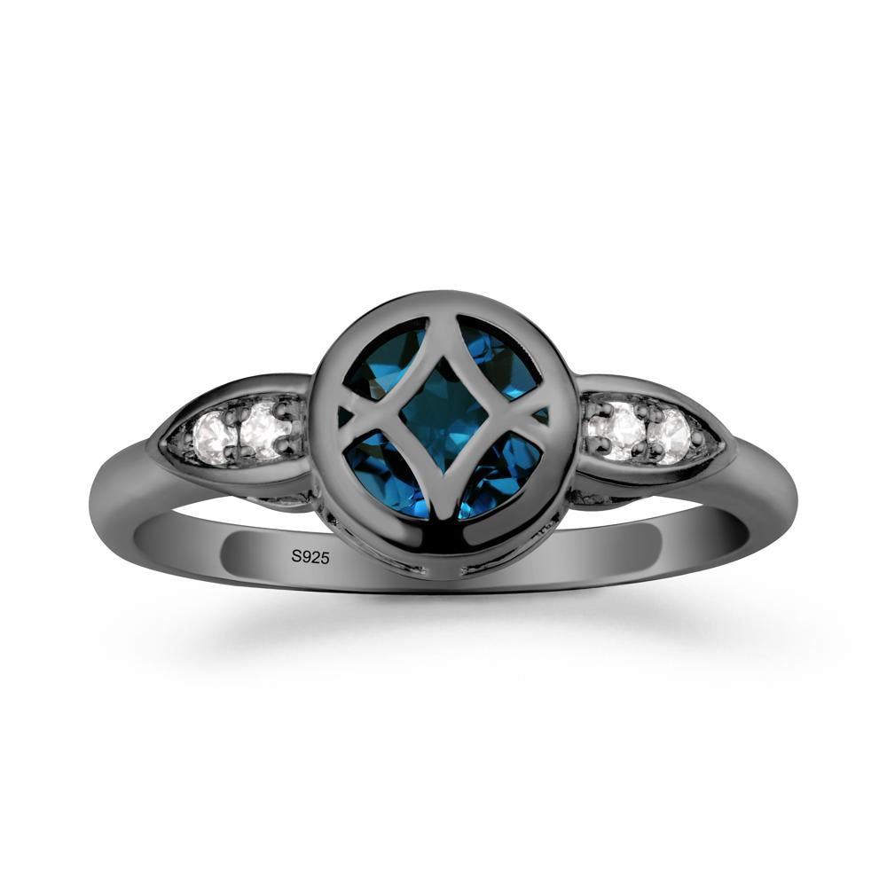 Celtic Knot London Blue Topaz Ring for Women - LUO Jewelry #metal_black finish sterling silver