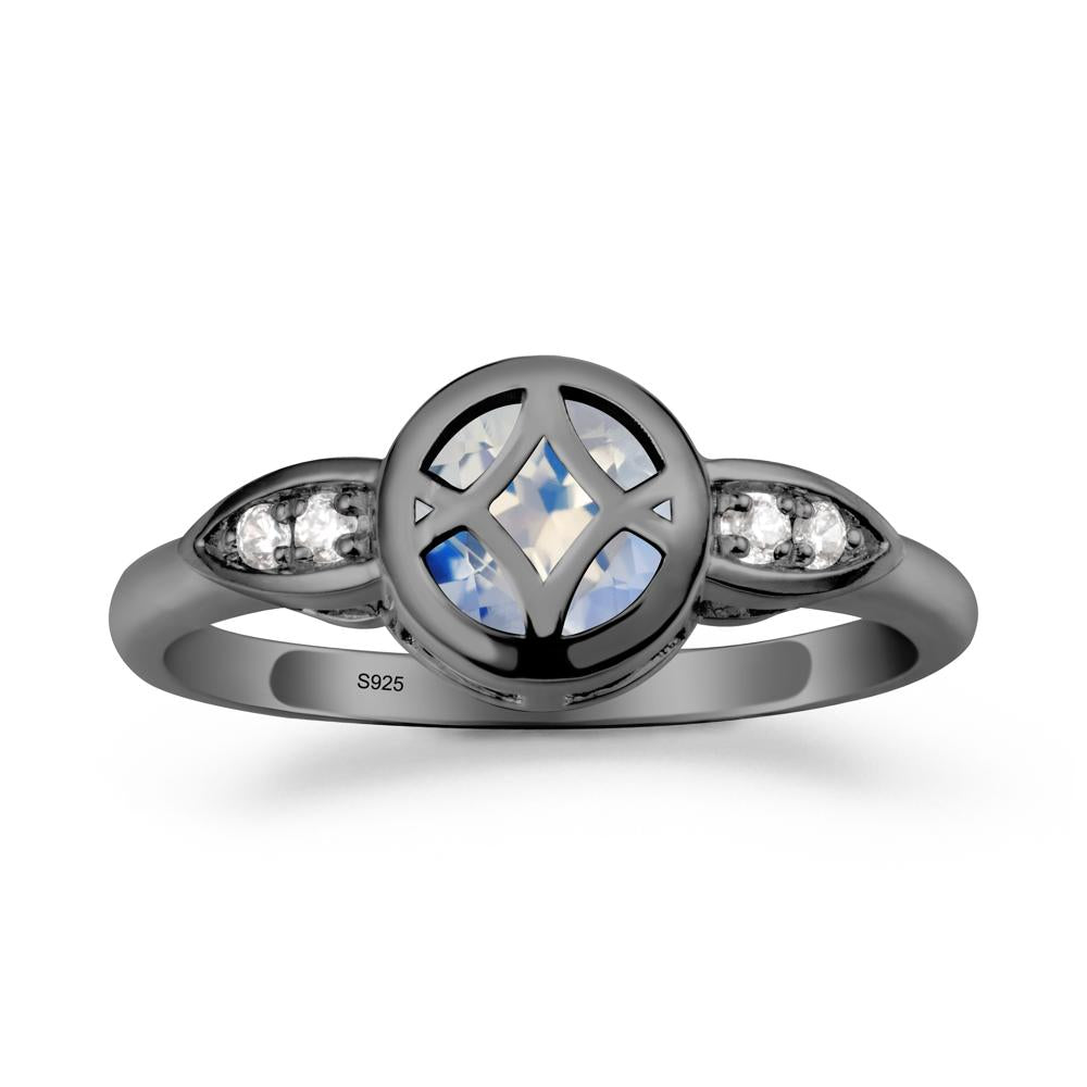 Celtic Knot Moonstone Engagement Ring - LUO Jewelry #metal_black finish sterling silver