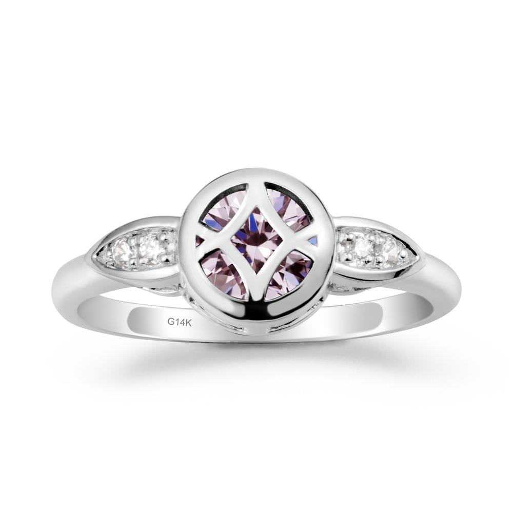 Pink Cubic Zirconia Celtic Knot Ring - LUO Jewelry #metal_14k white gold