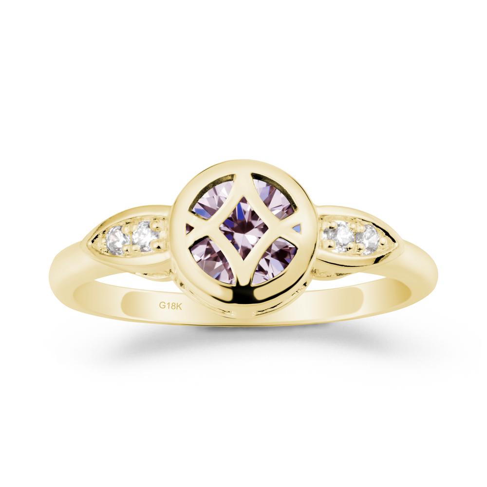 Pink Cubic Zirconia Celtic Knot Ring - LUO Jewelry #metal_18k yellow gold