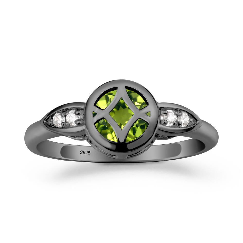 Celtic Knot Peridot Engagement Ring - LUO Jewelry #metal_black finish sterling silver