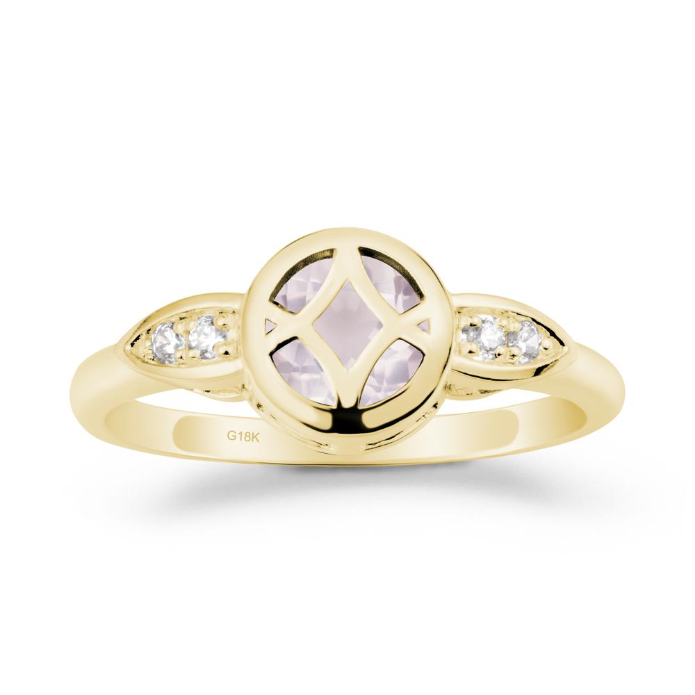 Celtic Knot Rose Quartz Ring for Women - LUO Jewelry #metal_18k yellow gold