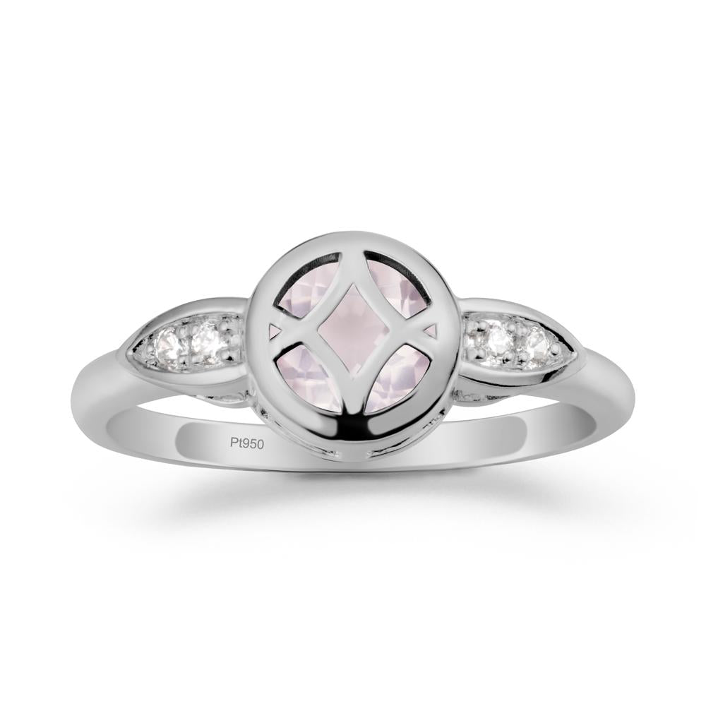 Celtic Knot Rose Quartz Ring for Women - LUO Jewelry #metal_platinum