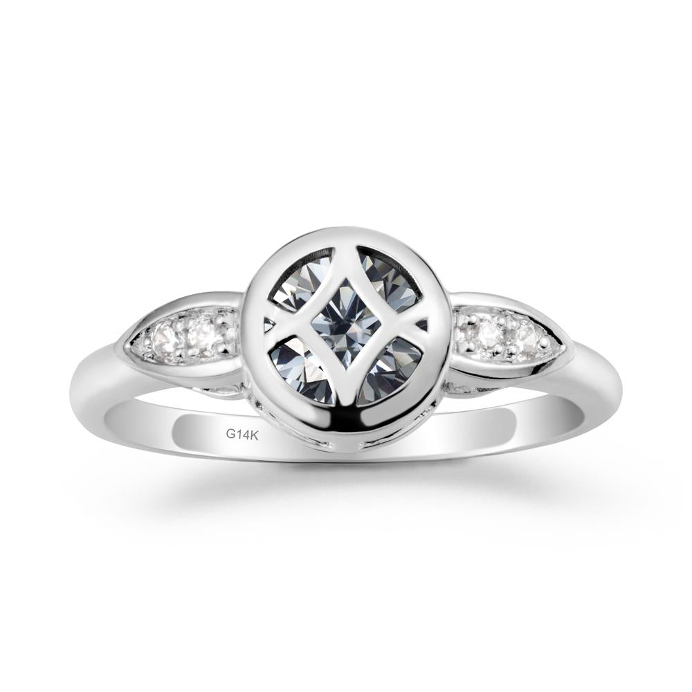 Celtic Knot Grey Moissanite Engagement Ring - LUO Jewelry #metal_14k white gold