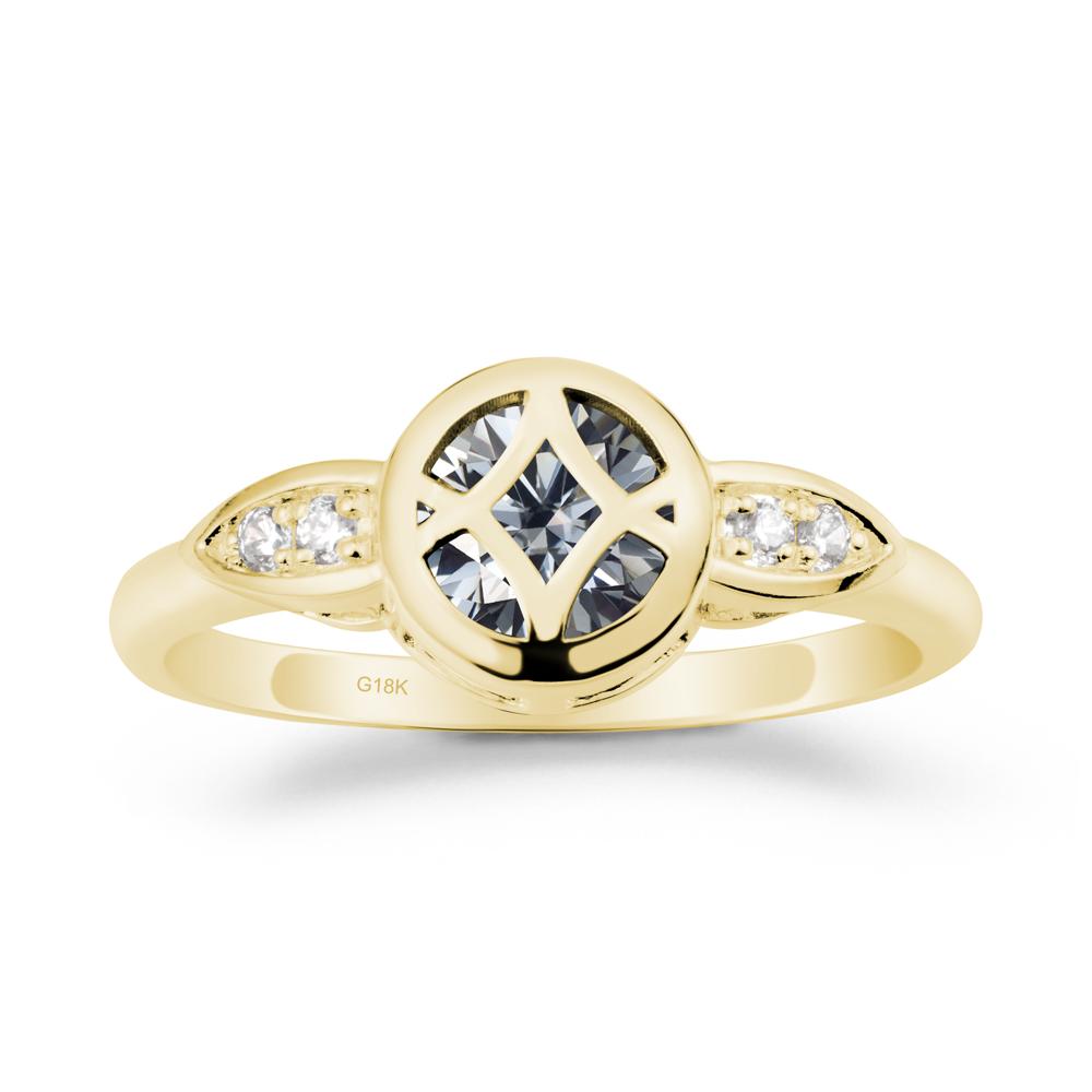 Celtic Knot Grey Moissanite Engagement Ring - LUO Jewelry #metal_18k yellow gold