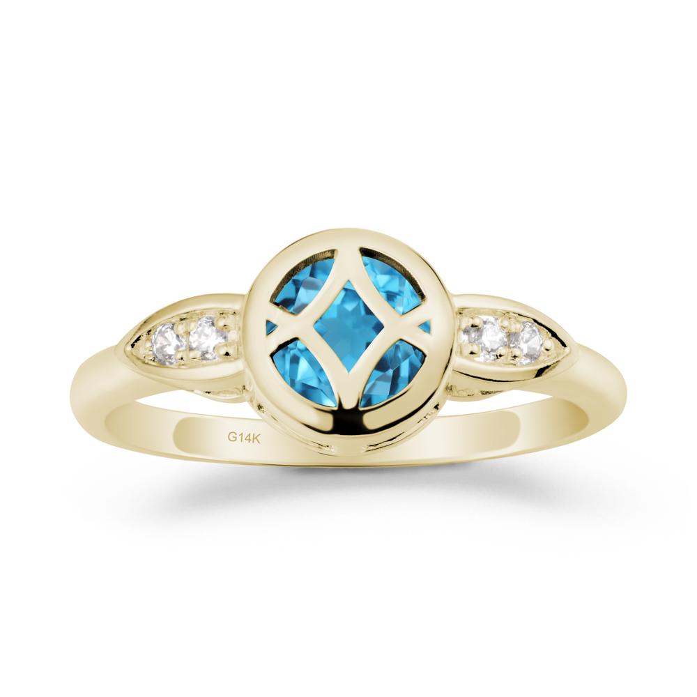 Celtic Knot Swiss Blue Topaz Ring for Women - LUO Jewelry #metal_14k yellow gold