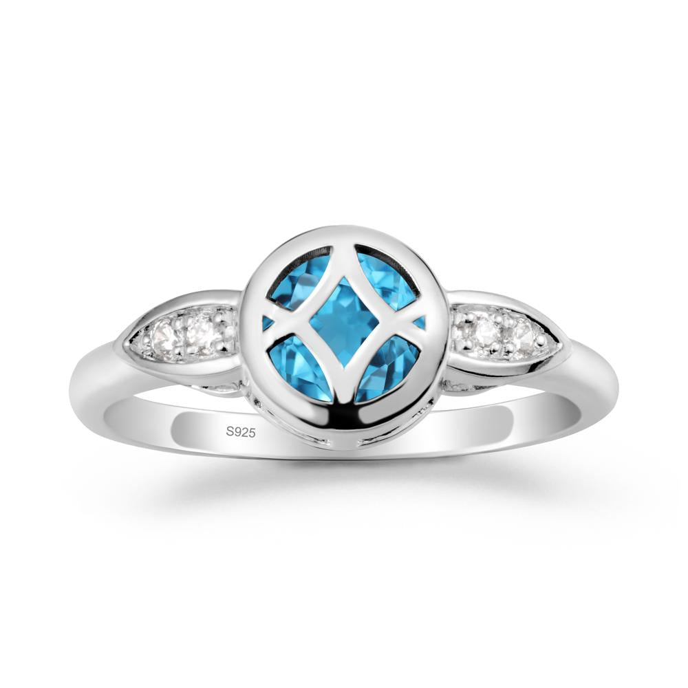 Celtic Knot Swiss Blue Topaz Ring for Women - LUO Jewelry #metal_sterling silver