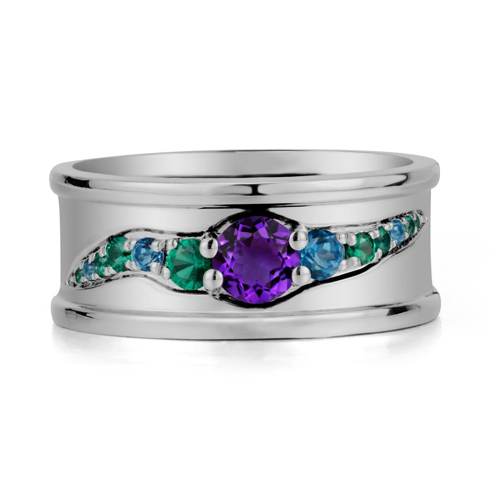 Amethyst Multi Stone Men Ring - LUO Jewelry #metal_platinum