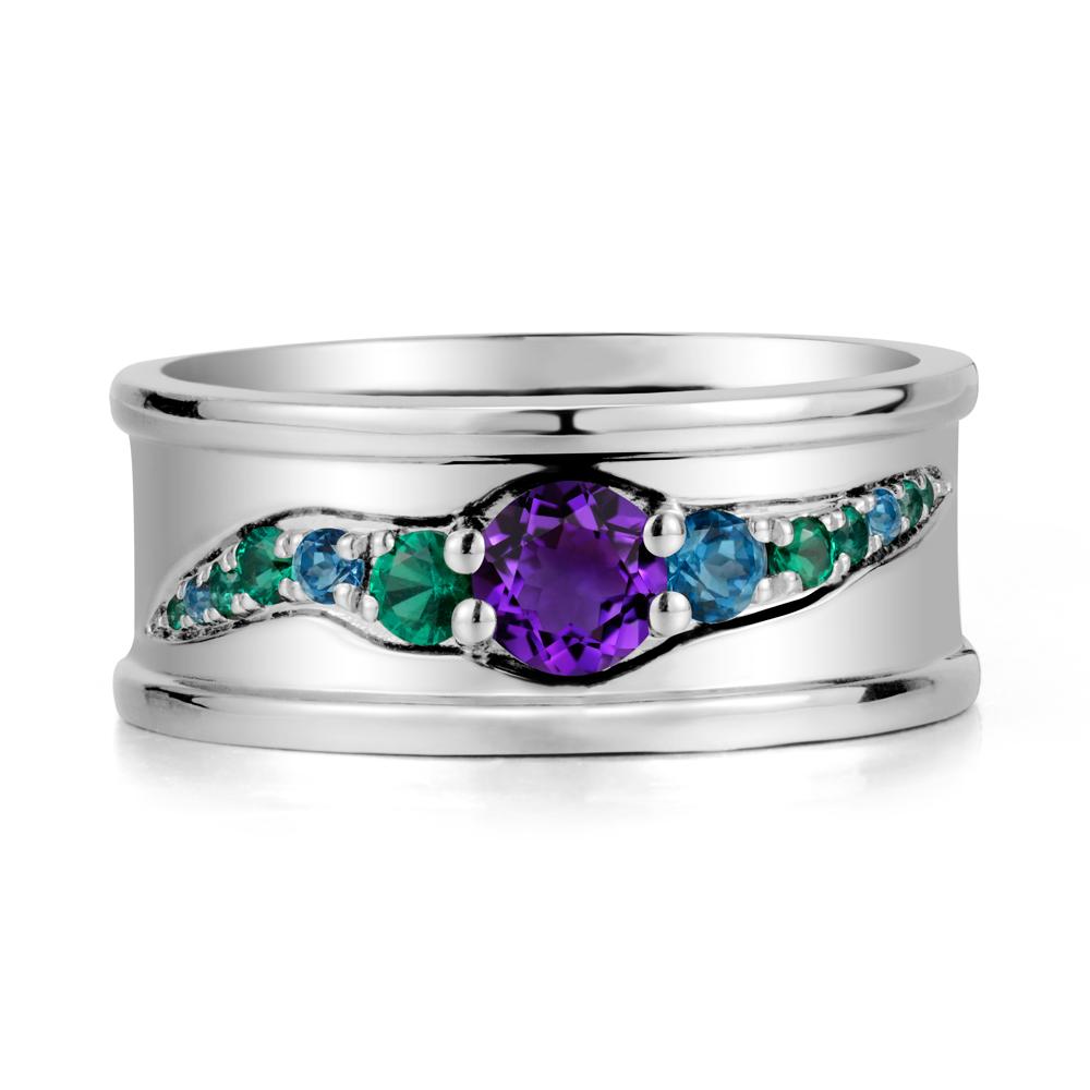 Amethyst Multi Stone Men Ring - LUO Jewelry #metal_sterling silver