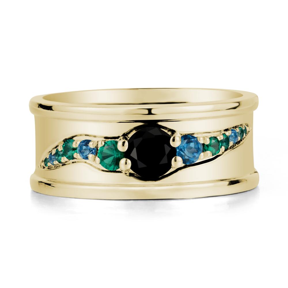 Black Spinel Multi Stone Men Ring - LUO Jewelry #metal_14k yellow gold