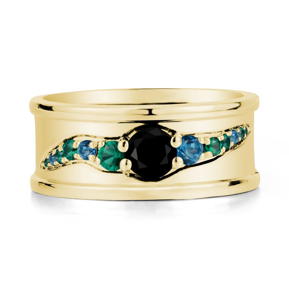 Black Spinel Multi Stone Men Ring - LUO Jewelry #metal_18k yellow gold